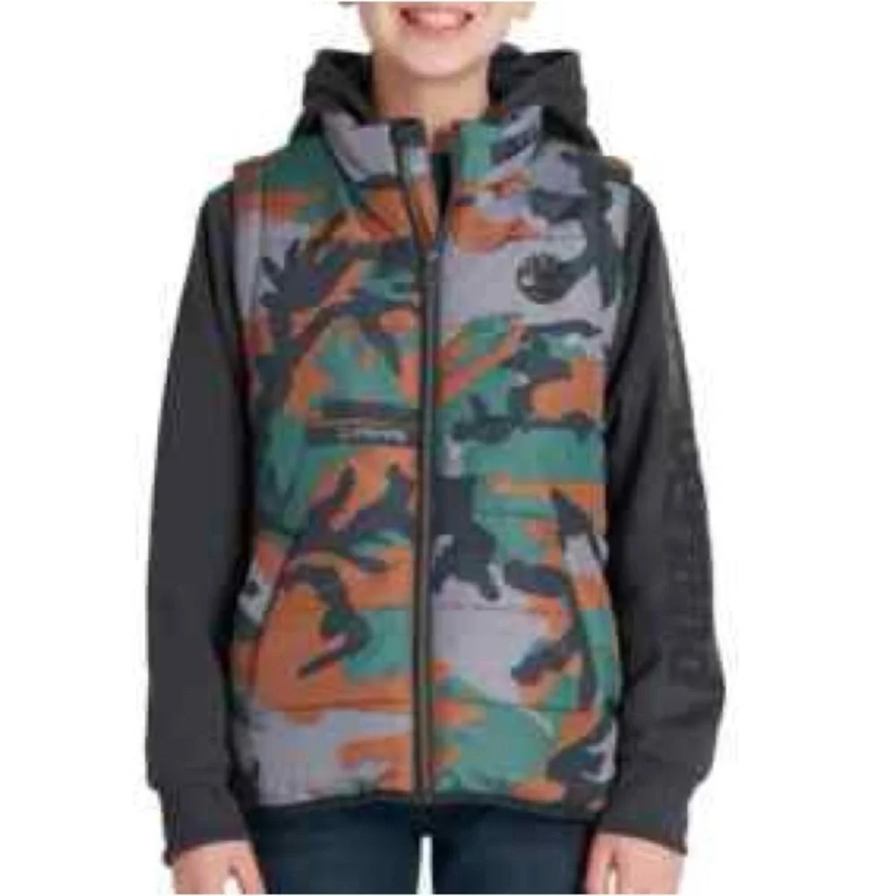 Timberland Kids Camo Quilted Puffer Hybrid Jacket